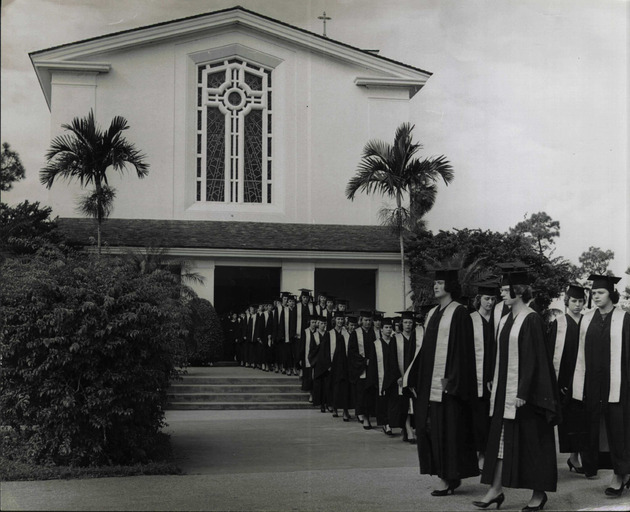 Students in procession leave Cor Jesu Chapel after Founders' Day Mass
